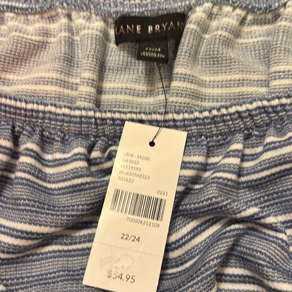 NWT Lane Bryant Striped Convertible Off-The-Shoulder Peplum Top Blue 22/24 - Picture 5 of 8